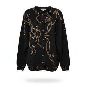 Vintage Carducci Ramie Cotton Beaded Cardigan Sweater Medium